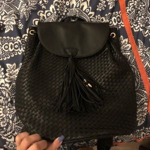 Black Woven Backpack